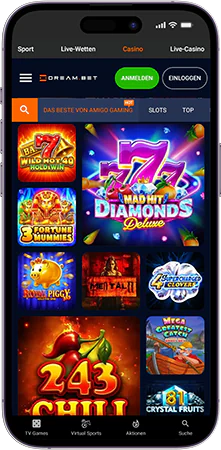 Dreambet Casino mit Slots auf dem Smartphone