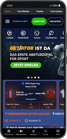 Dreambet Casino in Chrome auf Android öffnen